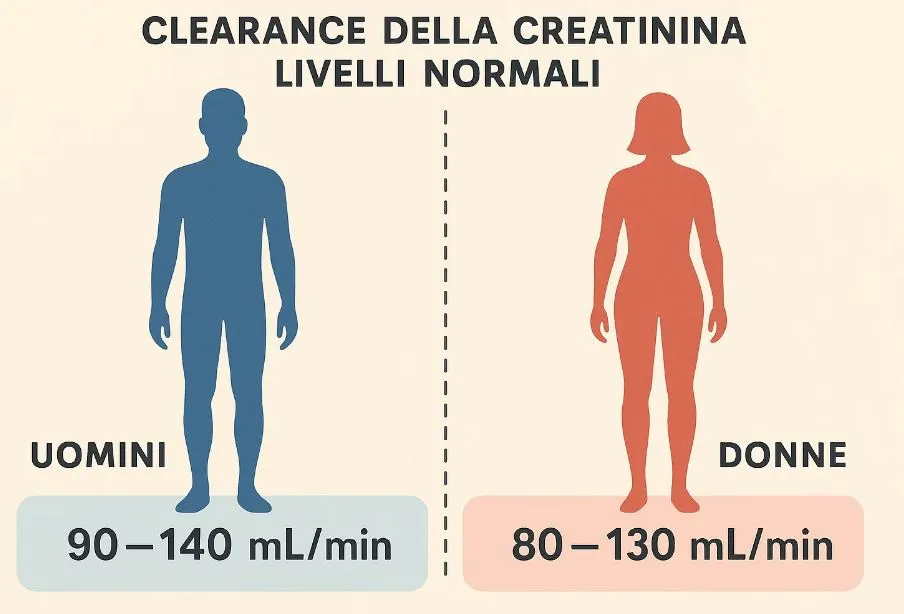 Grafica comparativa dei livelli di creatinina per uomo e donna